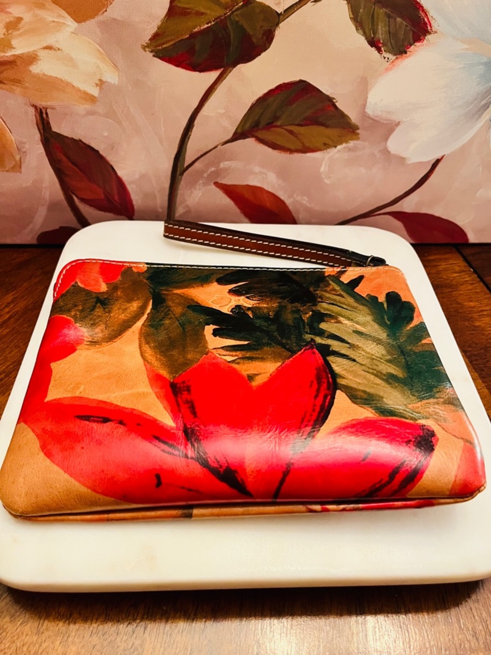 Patricia Nash Red Floral Wristlet Clutch with Green Accents - Picture 11 of 11